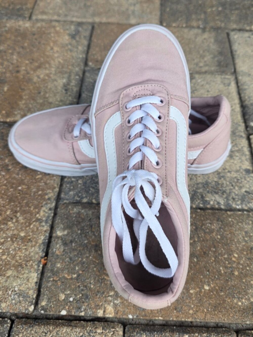 Vans Old Skool Pink White Canvas Low Top Sneakers Women's 7.5
